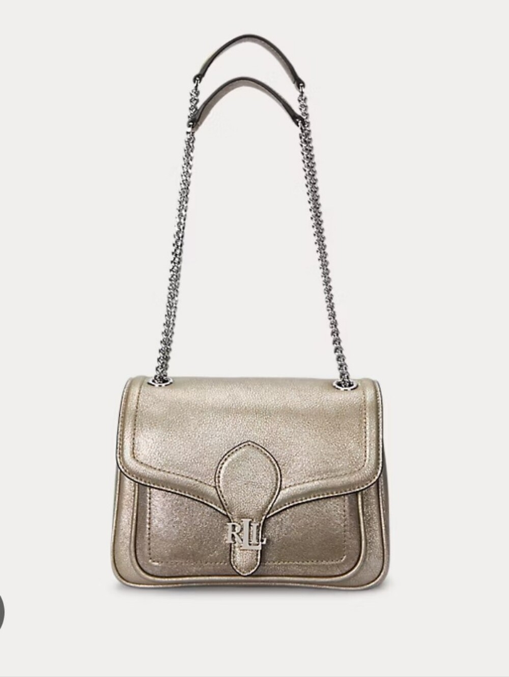 Ralph Lauren Antique Silver Metallic Small Bradley Bag